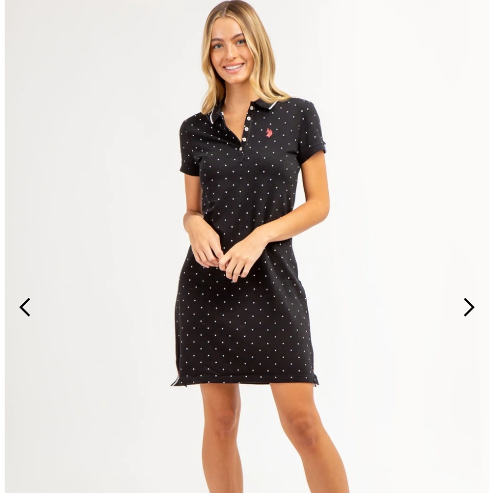 US polo assn women's polka dot polo dress